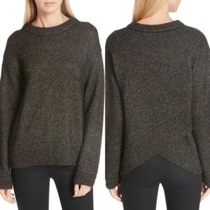 A.L.C. 'Bowen' Black and Gold metallic woven soft crew merino wool sweater XS